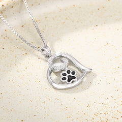 Cat Paw Epoxy Resin Heart Pendant Dog Paw Necklace