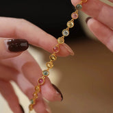 Womens Luxury Niche Delicate Multicolored Tourmaline Bracelet