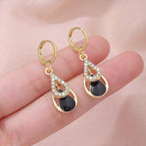 Light Luxury High-end Diamond-inlaid Drop Hollow Double-layer Earrings