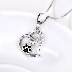 Cat Paw Epoxy Resin Heart Pendant Dog Paw Necklace
