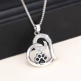 Cat Paw Epoxy Resin Heart Pendant Dog Paw Necklace