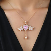 Angel Heart Necklace With Moving Wings And A Clavicle Chain