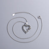 Black And White Full-diamond Heart Pendant With A Diamond-encrusted Heart Necklace Set