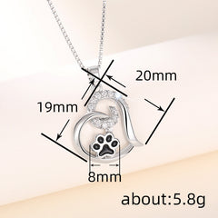 Cat Paw Epoxy Resin Heart Pendant Dog Paw Necklace