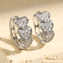 High-end Classic Earrings With A Double-row Full Diamond Design