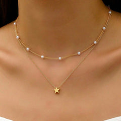 Womens Retro Alloy Layered Clavicle Necklace