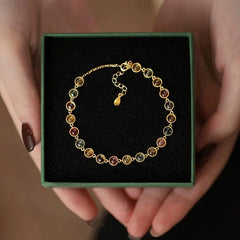 Womens Luxury Niche Delicate Multicolored Tourmaline Bracelet